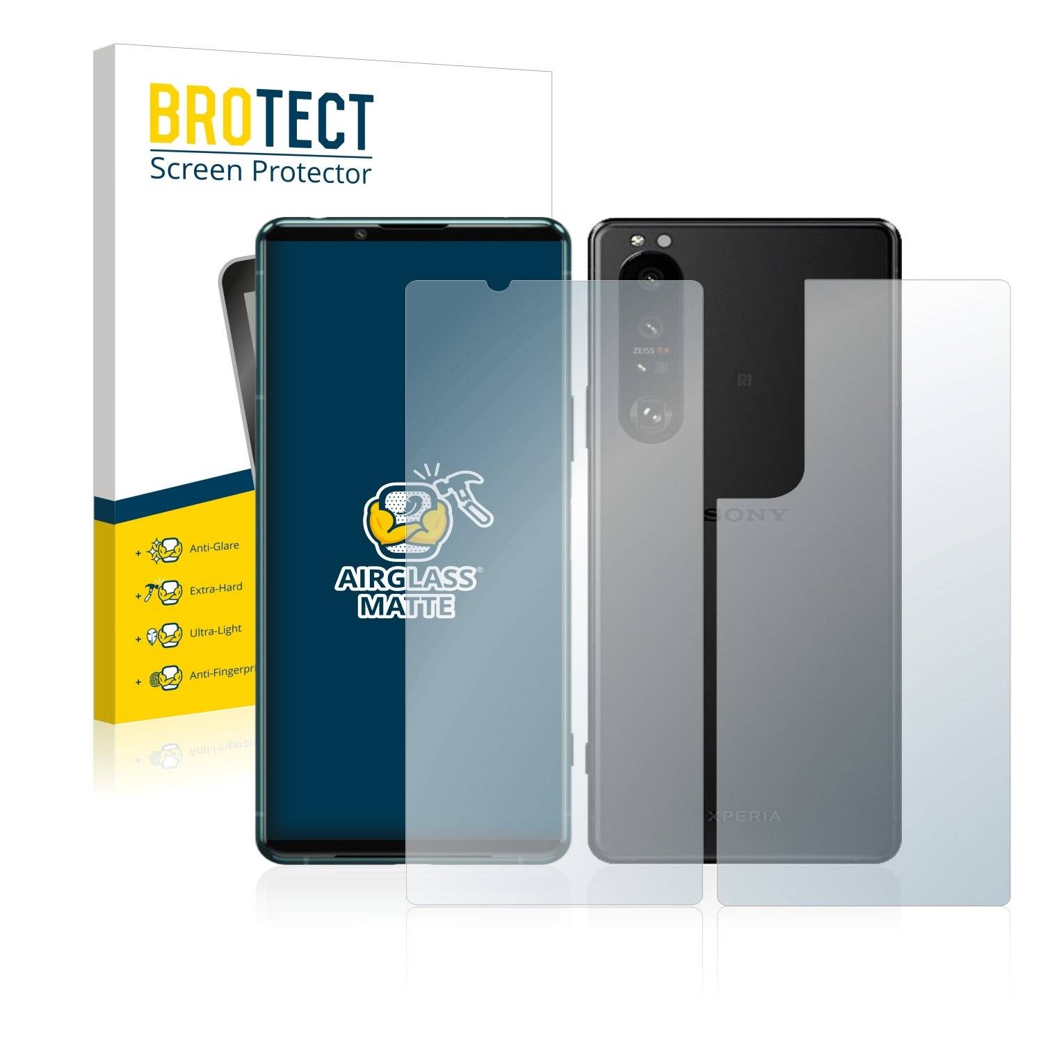 BROTECT AirGlass Flexible Schutz Glas Folie für Sony Xperia 5 III (Display+Rückseite) Matt Entspiegelt