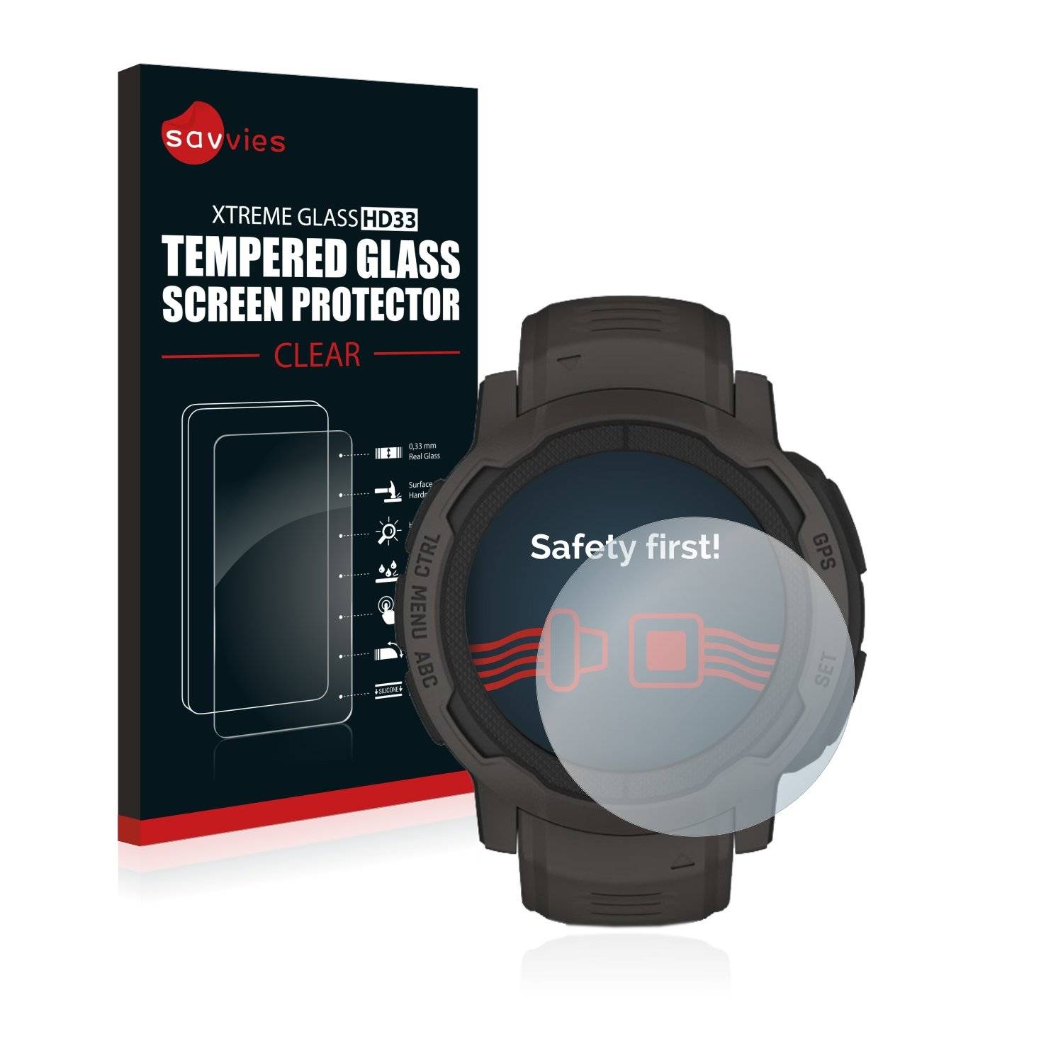 Savvies Clear Schutzglas für Garmin Instinct 2