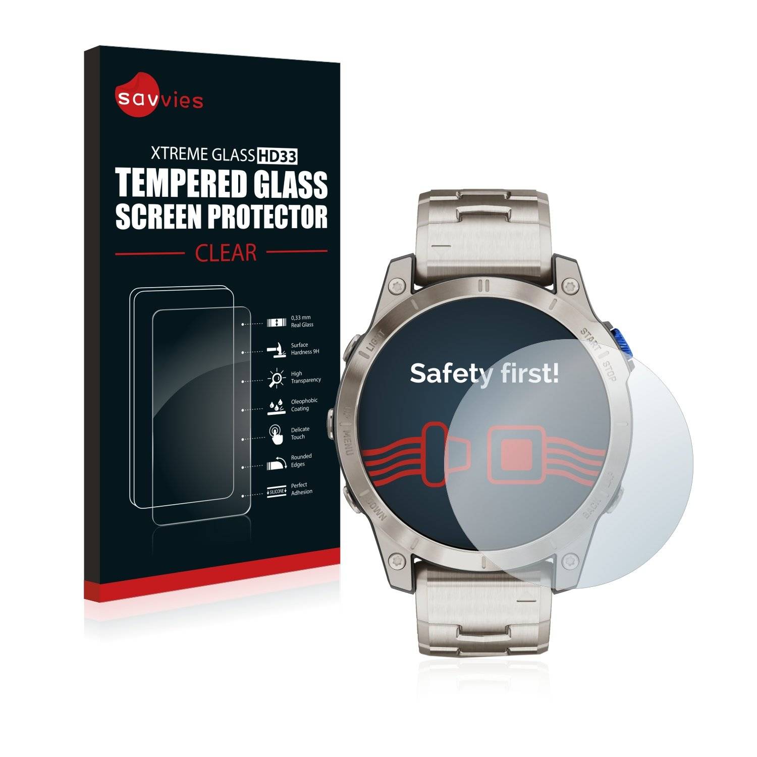 Savvies Schutzglas für Garmin D2 Mach 1 Echtglas 9H-Härte klar