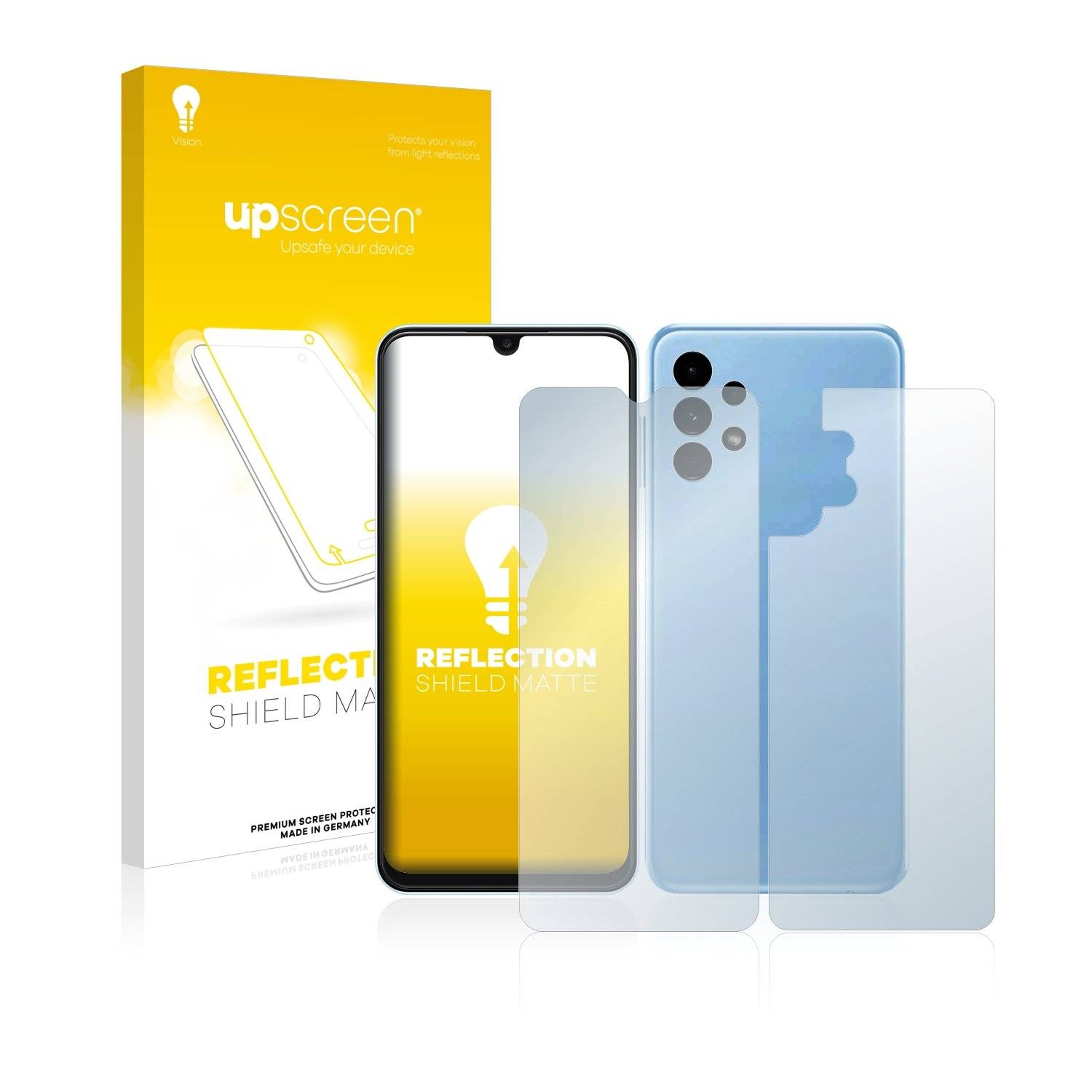 upscreen Schutzfolie für Samsung Galaxy A13 (Display+Rückseite) Folie Matt Entspiegelt Anti-Reflex