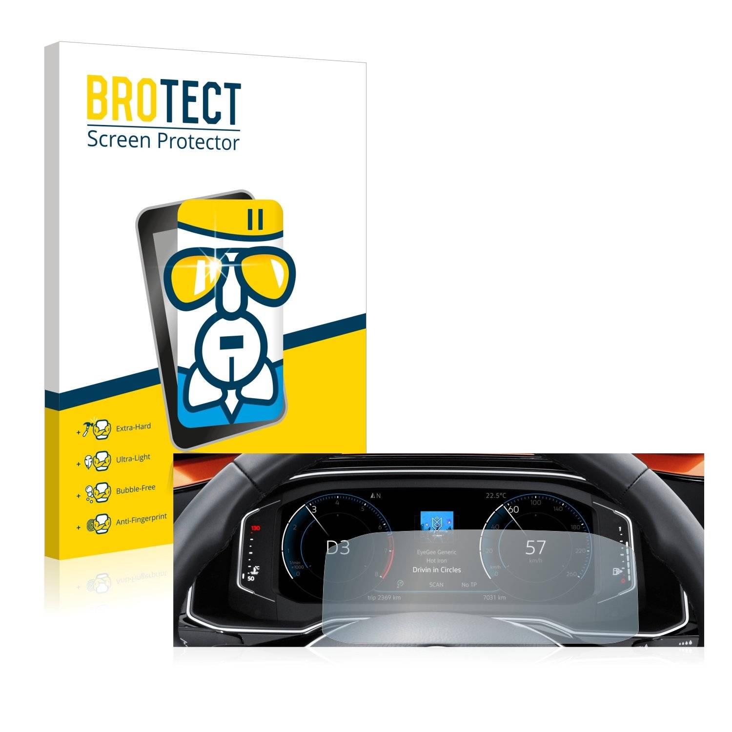 BROTECT AirGlass Glas Schutz-Folie für Volkswagen Polo 6 Digital Cockpit Pro - Schutzglas