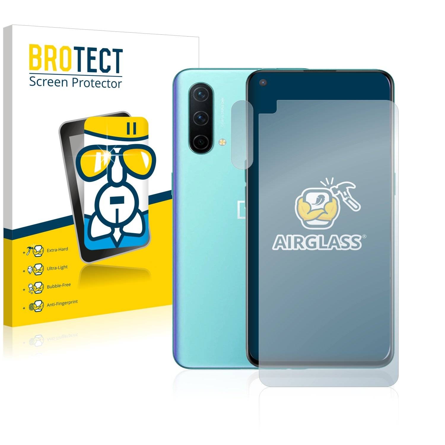 BROTECT AirGlass Glas Schutz-Folie für OnePlus Nord CE 5G (Display+Kamera) - Schutzglas