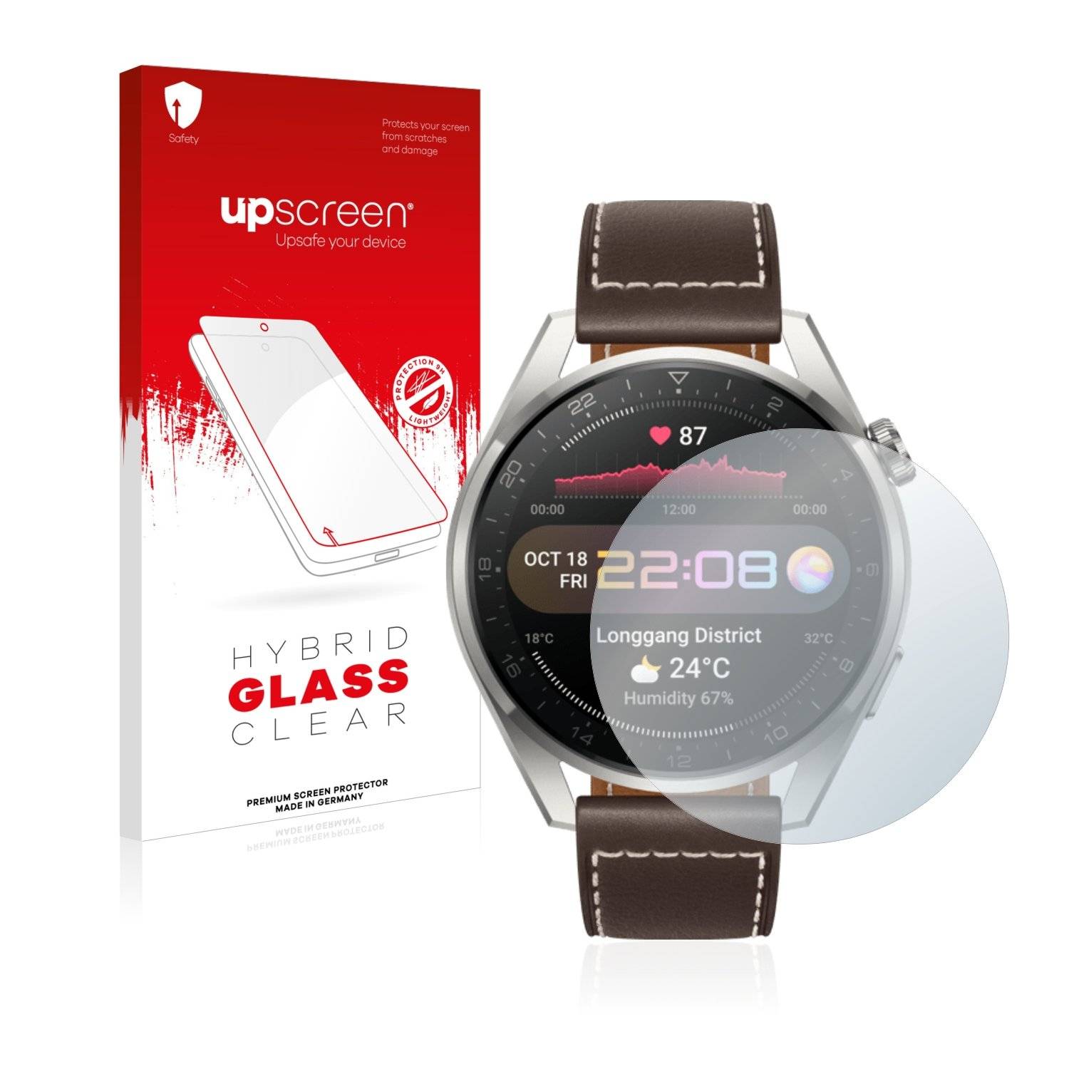 upscreen Hybrid Glas Schutz-Folie für Huawei Watch 3 Pro