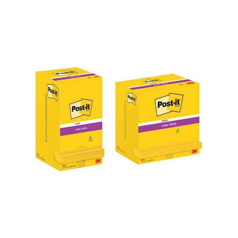 Haftnotiz Super Sticky Notes 76x76mm 74 g/qm 90 Blatt narzissengelb VE=12 Blöcke