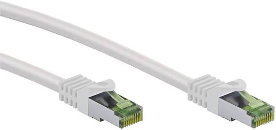 Goobay 61103 CAT 8.1 Patchkabel GHMT zertifiziert S/FTP PiMF halogenfrei 2 GHz Netzwerkkabel Internetkabel Weiß 0,5m