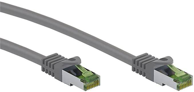 Goobay 61117 CAT 8.1 Patchkabel GHMT zertifiziert S/FTP PiMF halogenfrei 2 GHz Netzwerkkabel Internetkabel Grau 3m