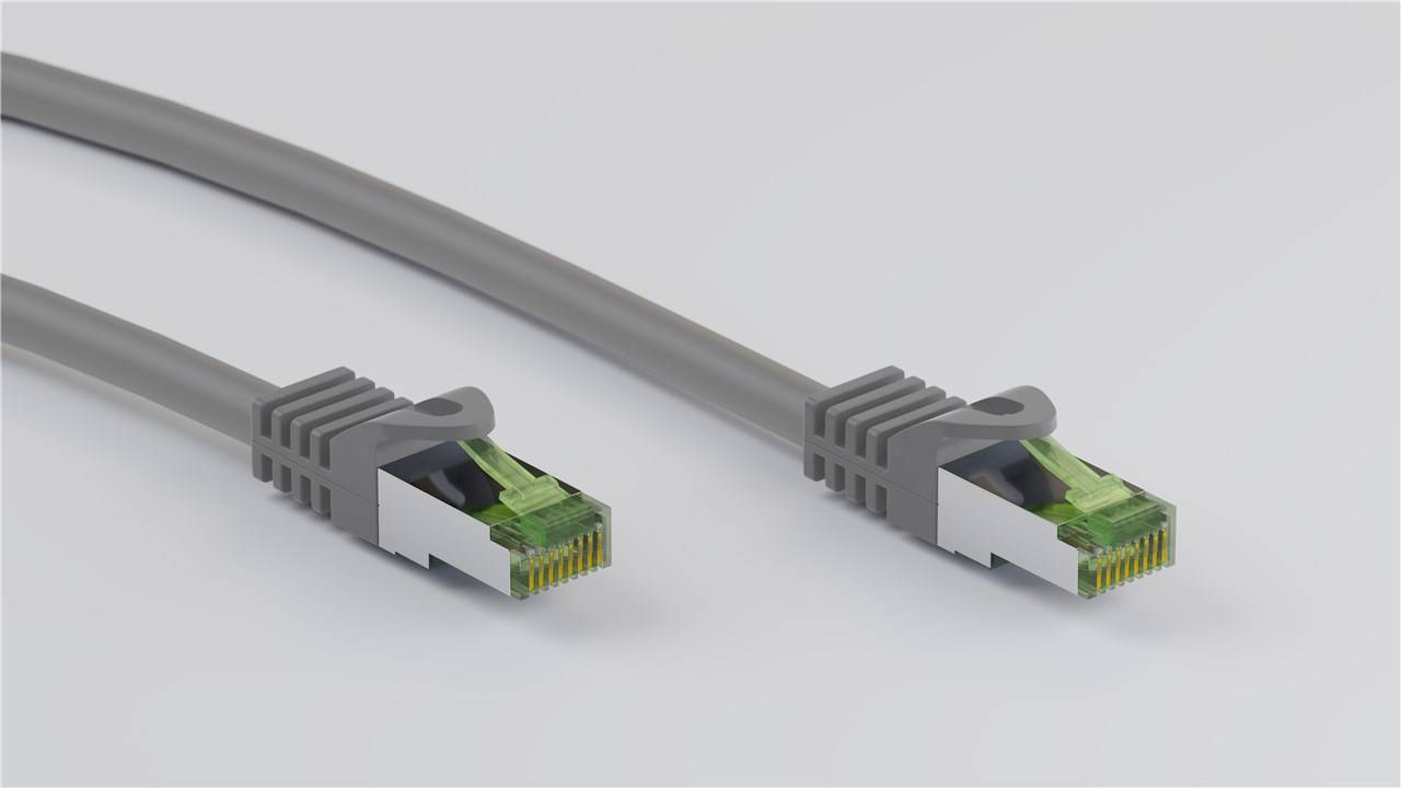 Goobay 61118 CAT 8.1 Patchkabel S/FTP PiMF halogenfrei 2 GHz Netzwerkkabel Internetkabel Patch Cord LAN Kabel Grau 5m