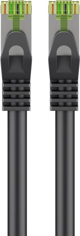 Goobay 61097 RJ45 Patchkabel mit CAT 8.1 S/FTP Rohkabel halogenfrei 2.000 MHz Netzwerkkabel Internetkabel Schwarz 7,5m