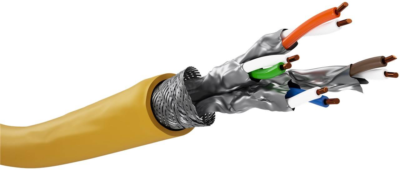 Goobay 61126 CAT 8.1 Netzwerk Verlegekabel GHMT Zertifizierung S/FTP 2 GHz Netzwerkkabel LSZH Ethernet Kabel Gelb 25m