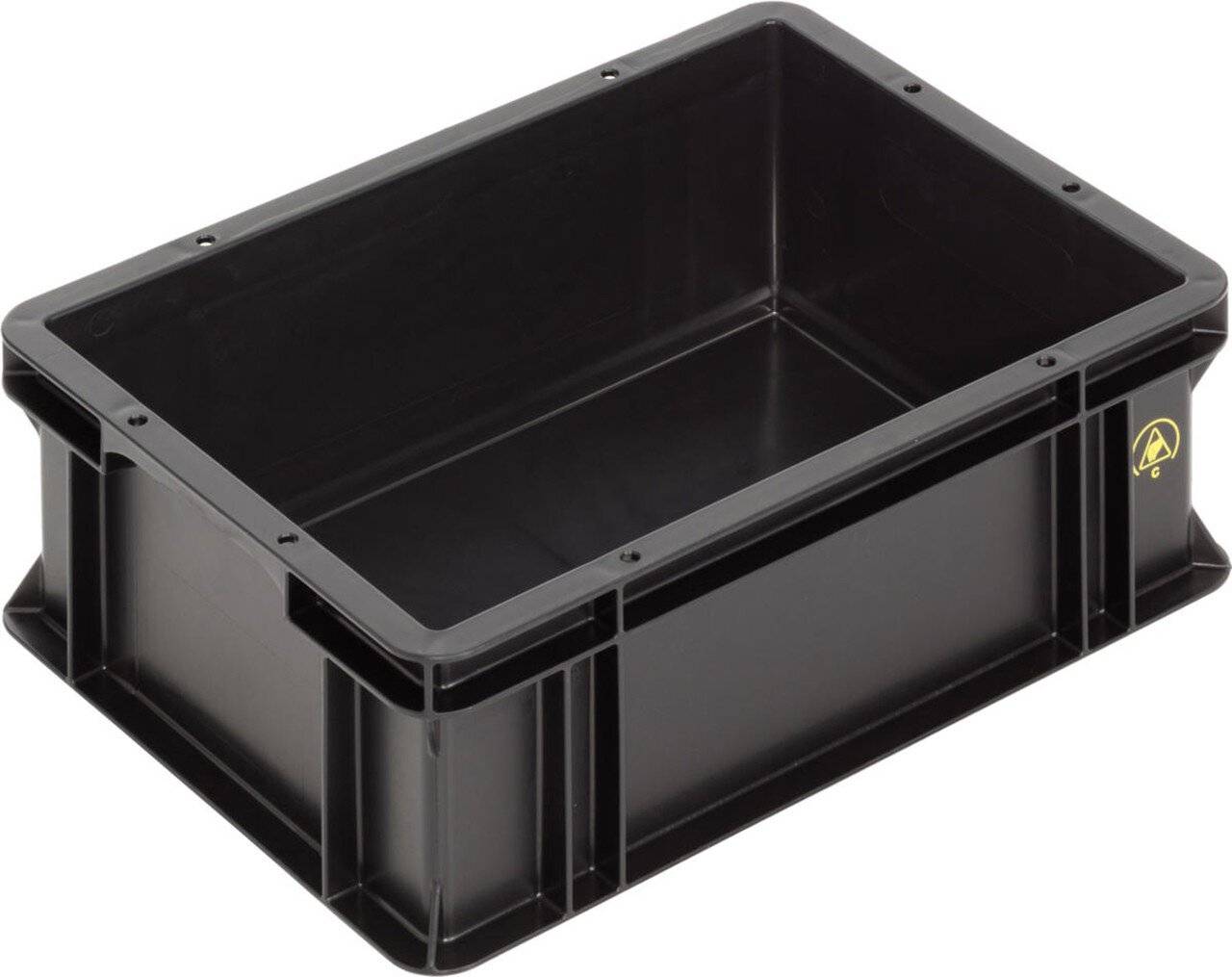 ESD Behälter BL, Griffleisten, schwarz, 400 x 300 x 145 mm