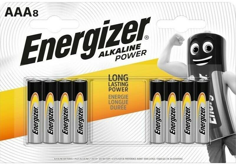Energizer Batterie Alkaline, Micro, AAA, LR03, 1.5V Alkaline Power, Retail Blister (8-Pack)
