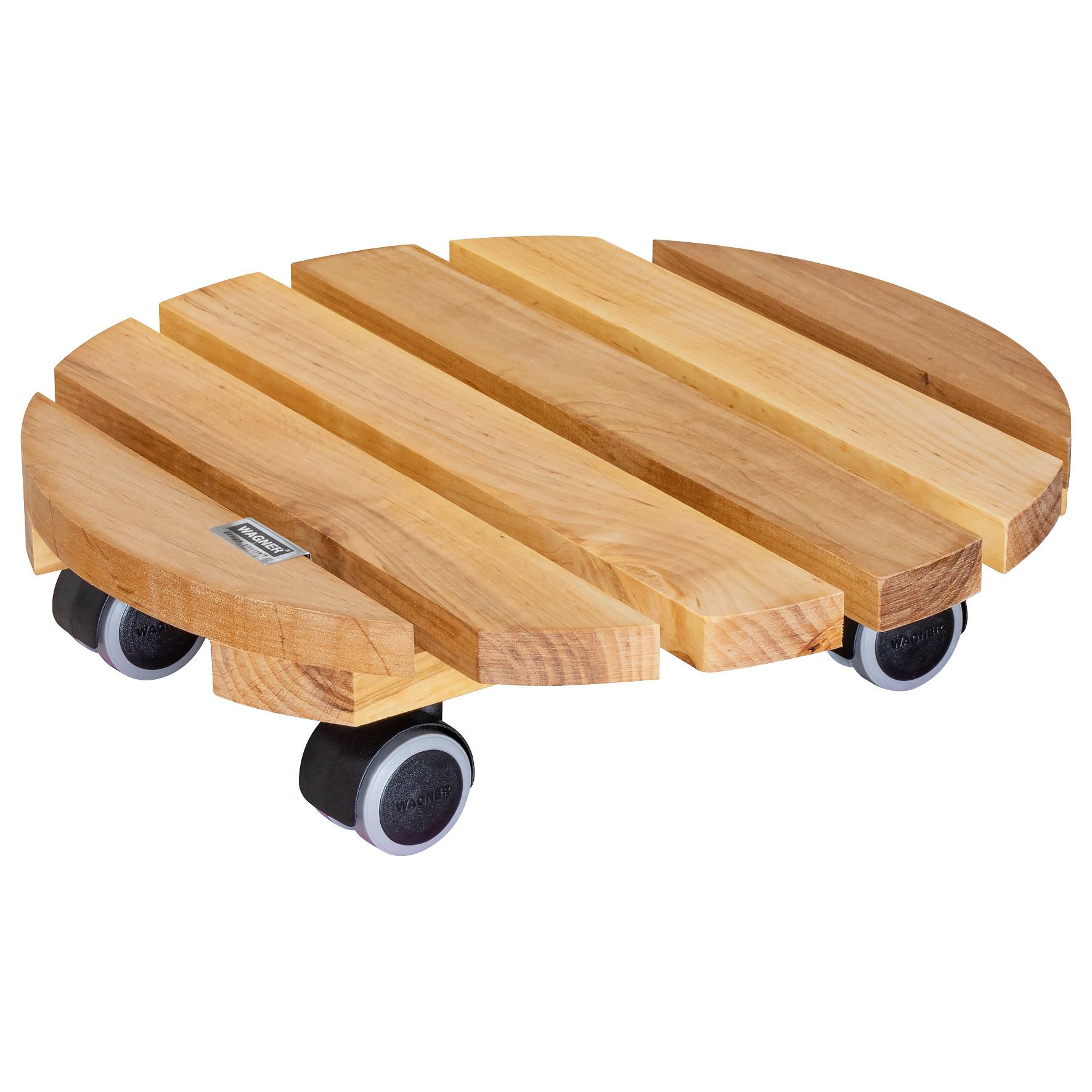 WAGNER Pflanzenroller NATURE Ø 34 x 8 cm, für Innenbereich, Erlenholz, natur geölt, Tragkraft 100 kg, EU Ware - 20026201