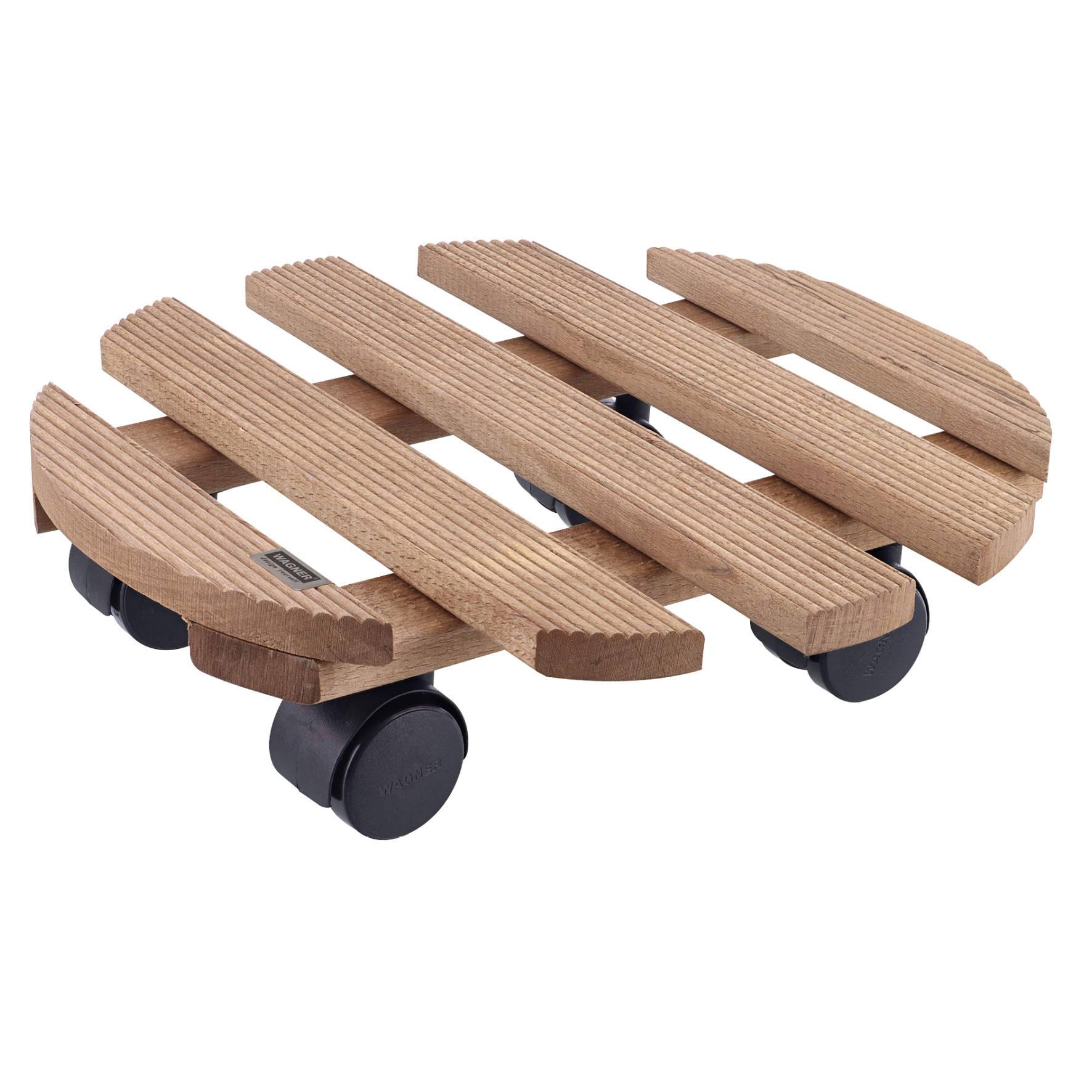 WAGNER Pflanzenroller COUNTRY Ø 30 x 8 cm, für innen, Holz geriffelt, palisander, Tragkraft 100 kg, EU Ware - 20018301