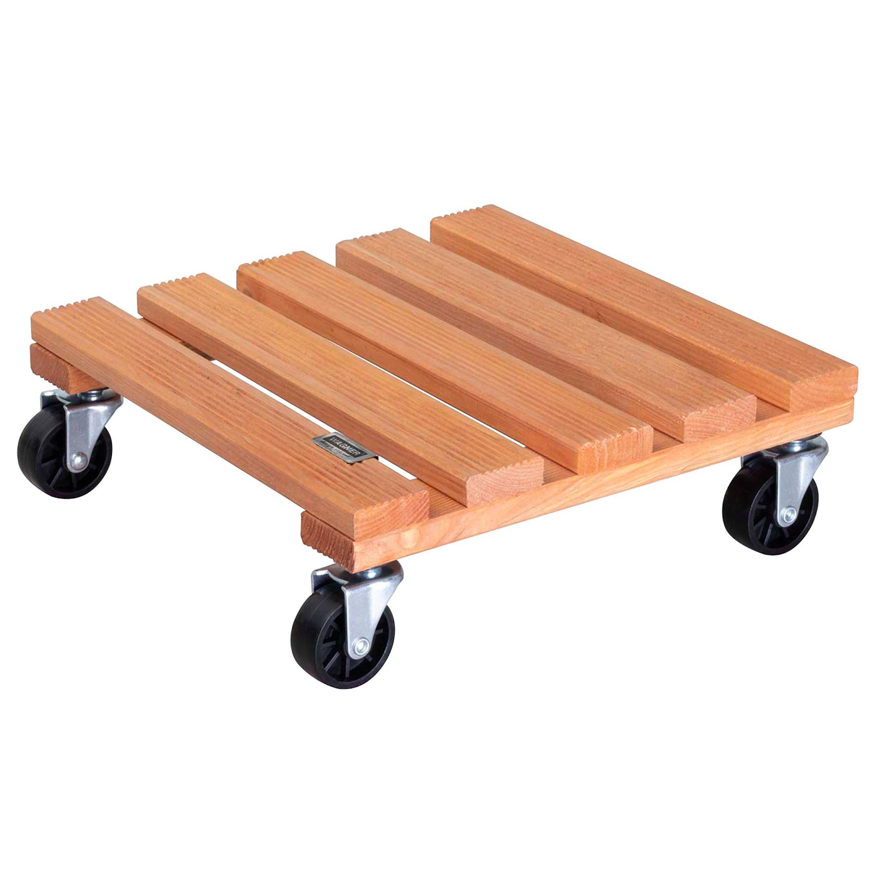 WAGNER Pflanzenroller TOSCANA 29 x 29 x 8,5 cm, innen&außen, Holz geriffelt, terracotta, max. 150 kg, EU Ware - 20015301