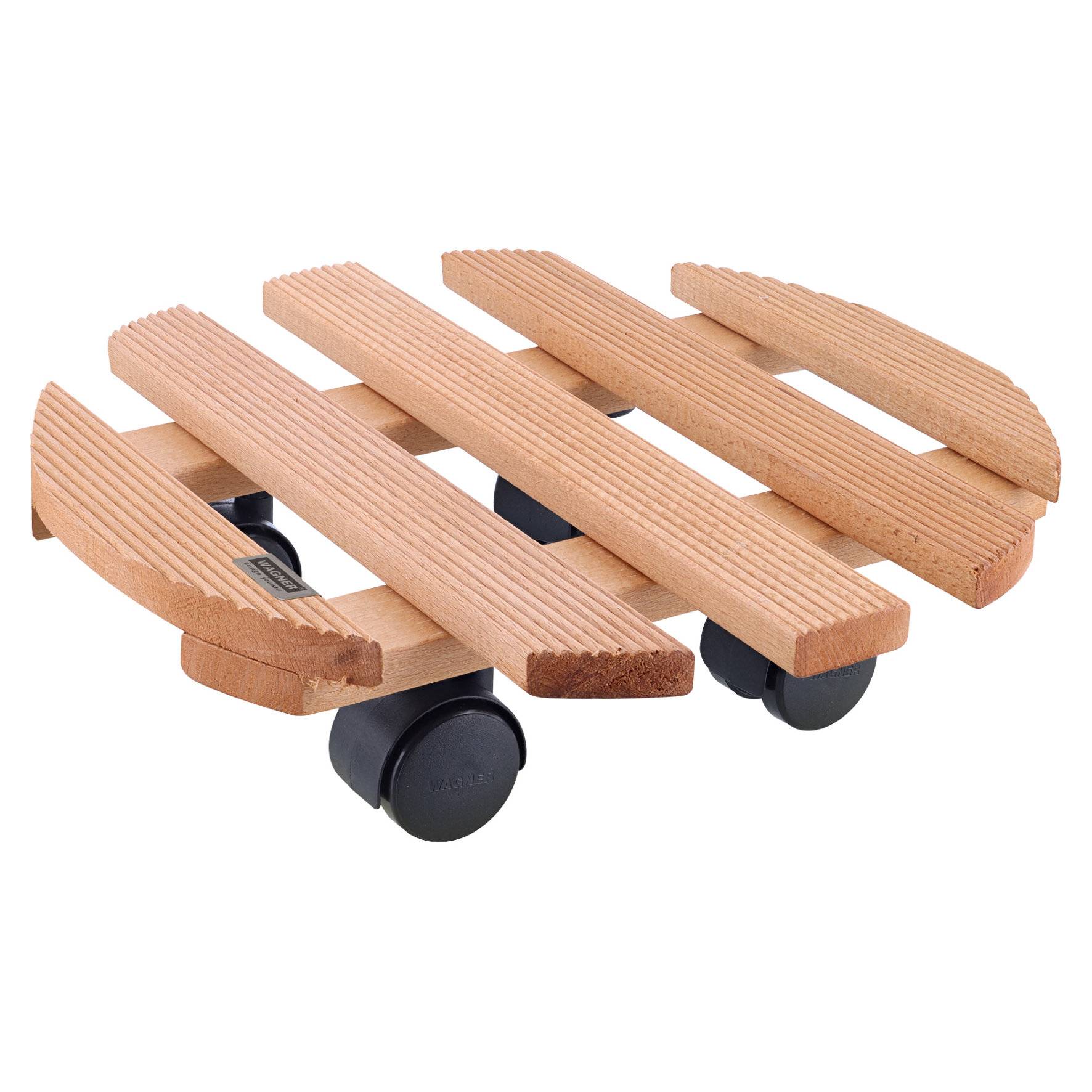 WAGNER Pflanzenroller COUNTRY Ø 30 x 8 cm, für innen, Holz geriffelt, kastanie, Tragkraft 100 kg, EU Ware - 20018201