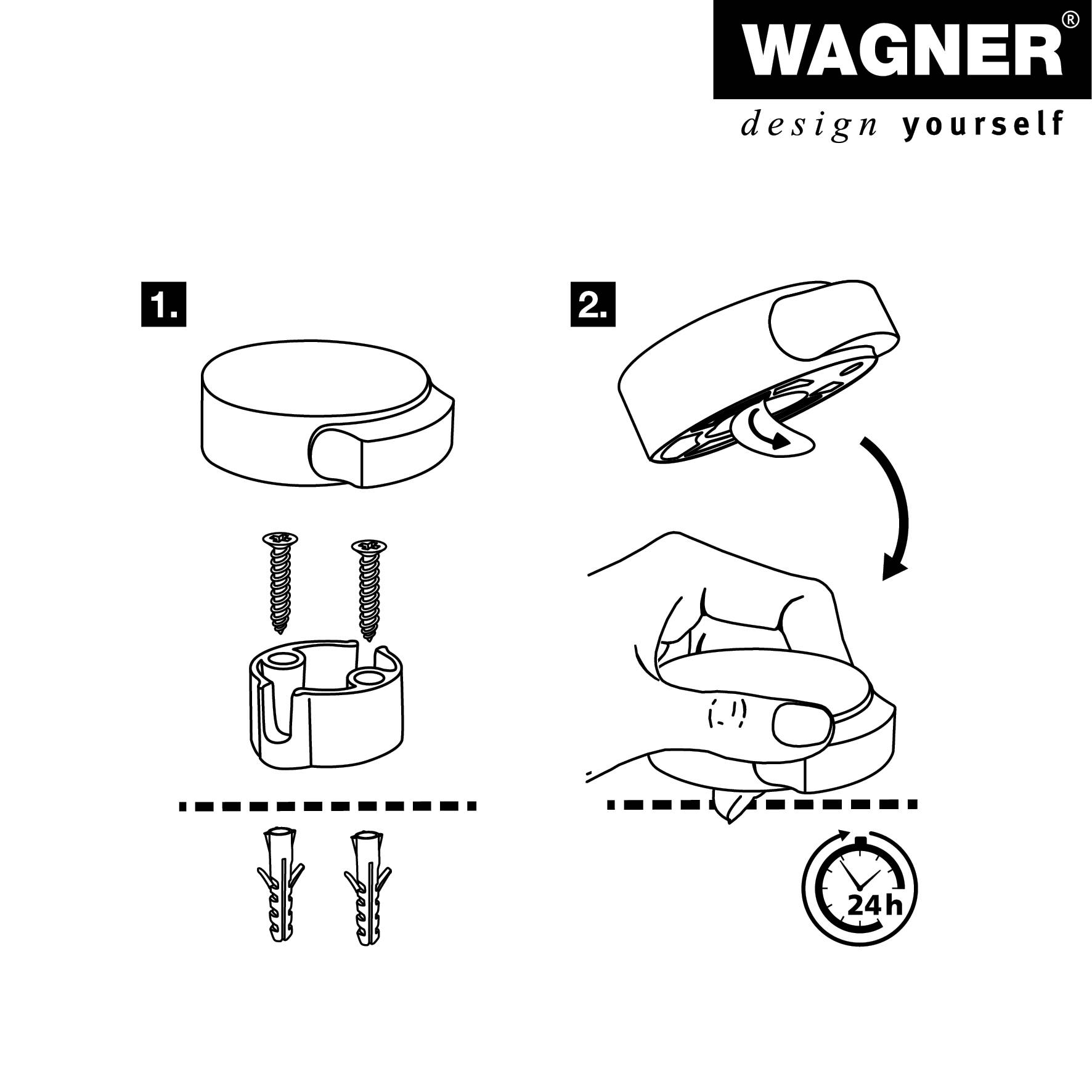 WAGNER Türstopper SCREW OR GLUE/Schrauben oder Kleben - Ø 50 x 55 x 17 cm, Metall Edelstahloptik, Kautschuk - 15511111