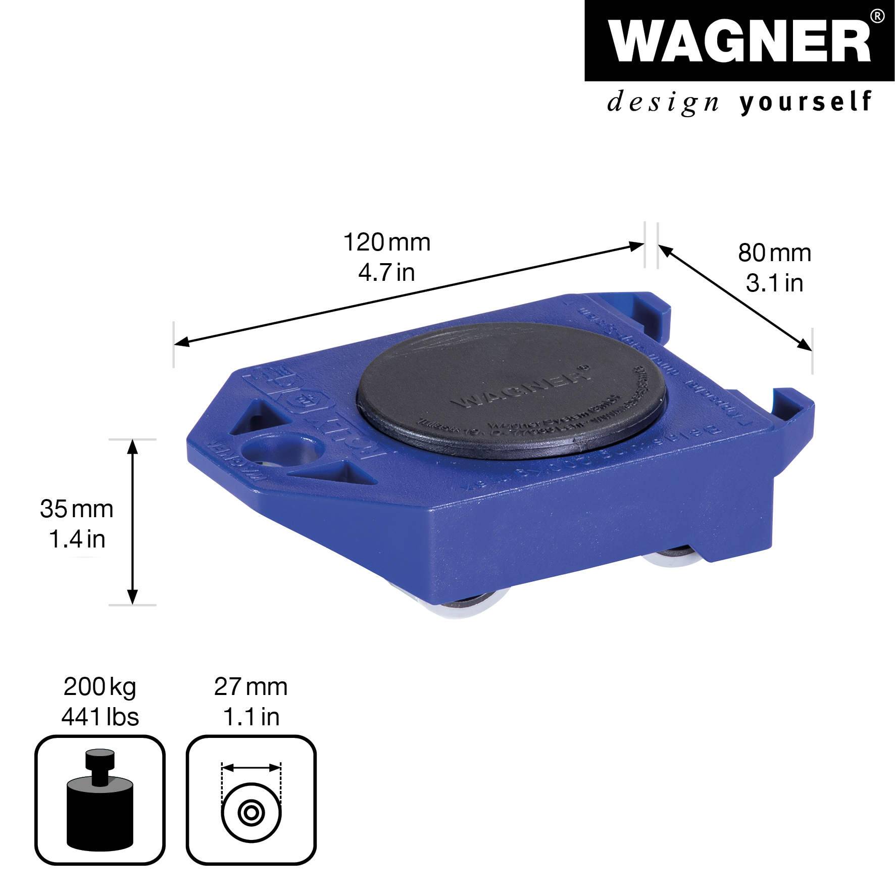Wagner design yourself Transportroller ROLLY MM 3171 blau 7.9 x 11.7 3.4 cm bis 200.0 kg