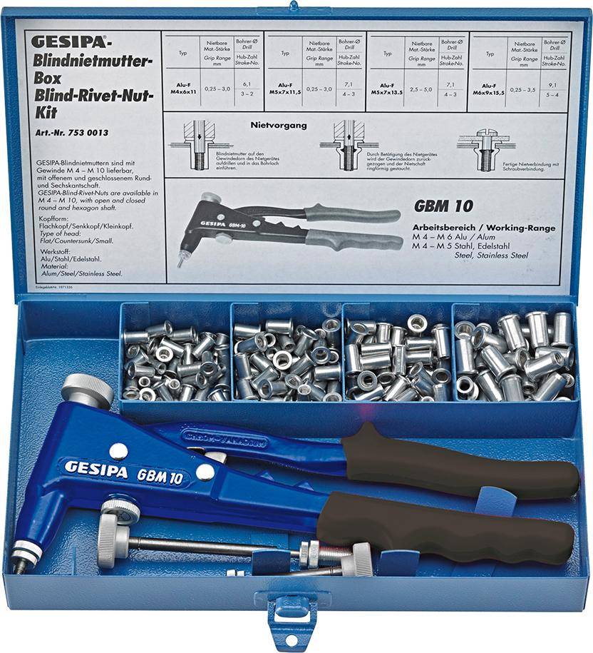 Blindnietmuttern-Box inklGBM 10/ M4-M6 Gesipa | 4007081530019