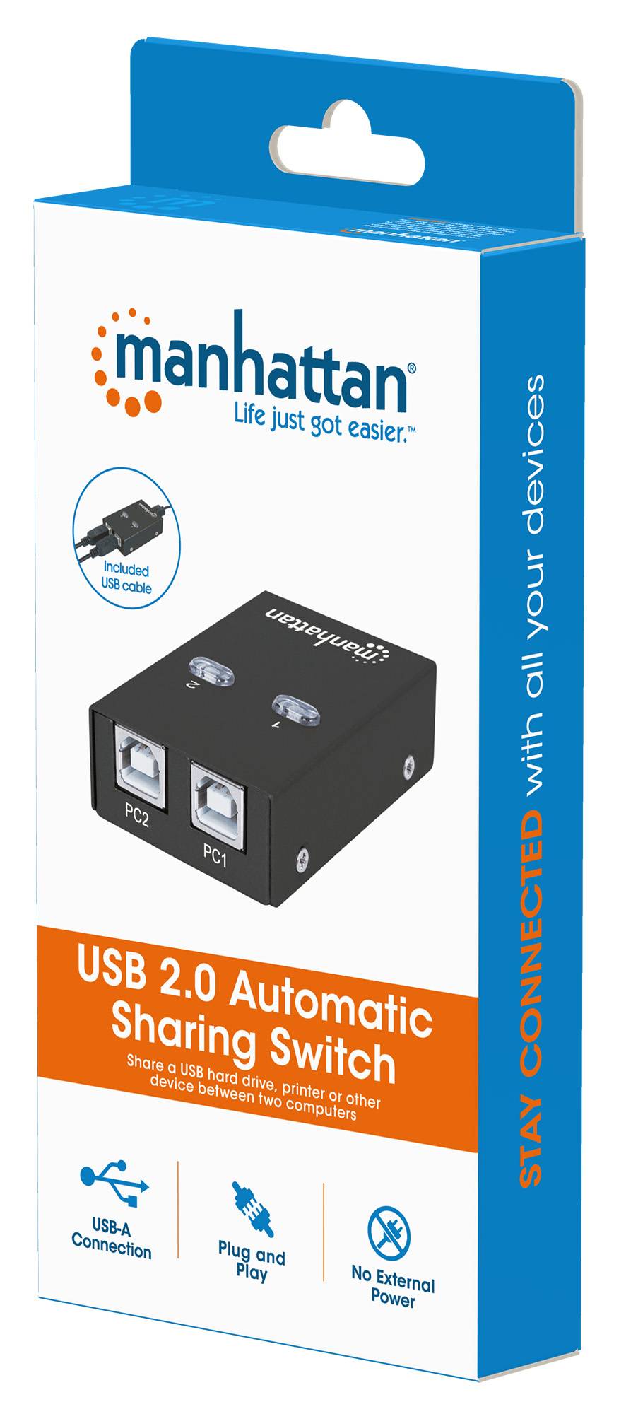 Manhattan neu 2 Port USB 2.0-Umschalter Schwarz