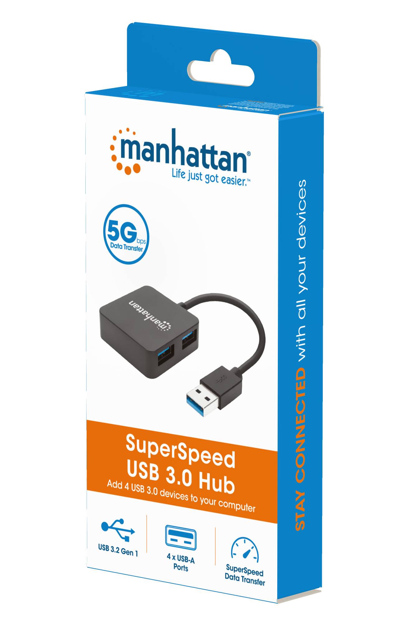 Manhattan 162296 4 Port USB 3.2 Gen 1-Hub (USB 3.0) Schwarz