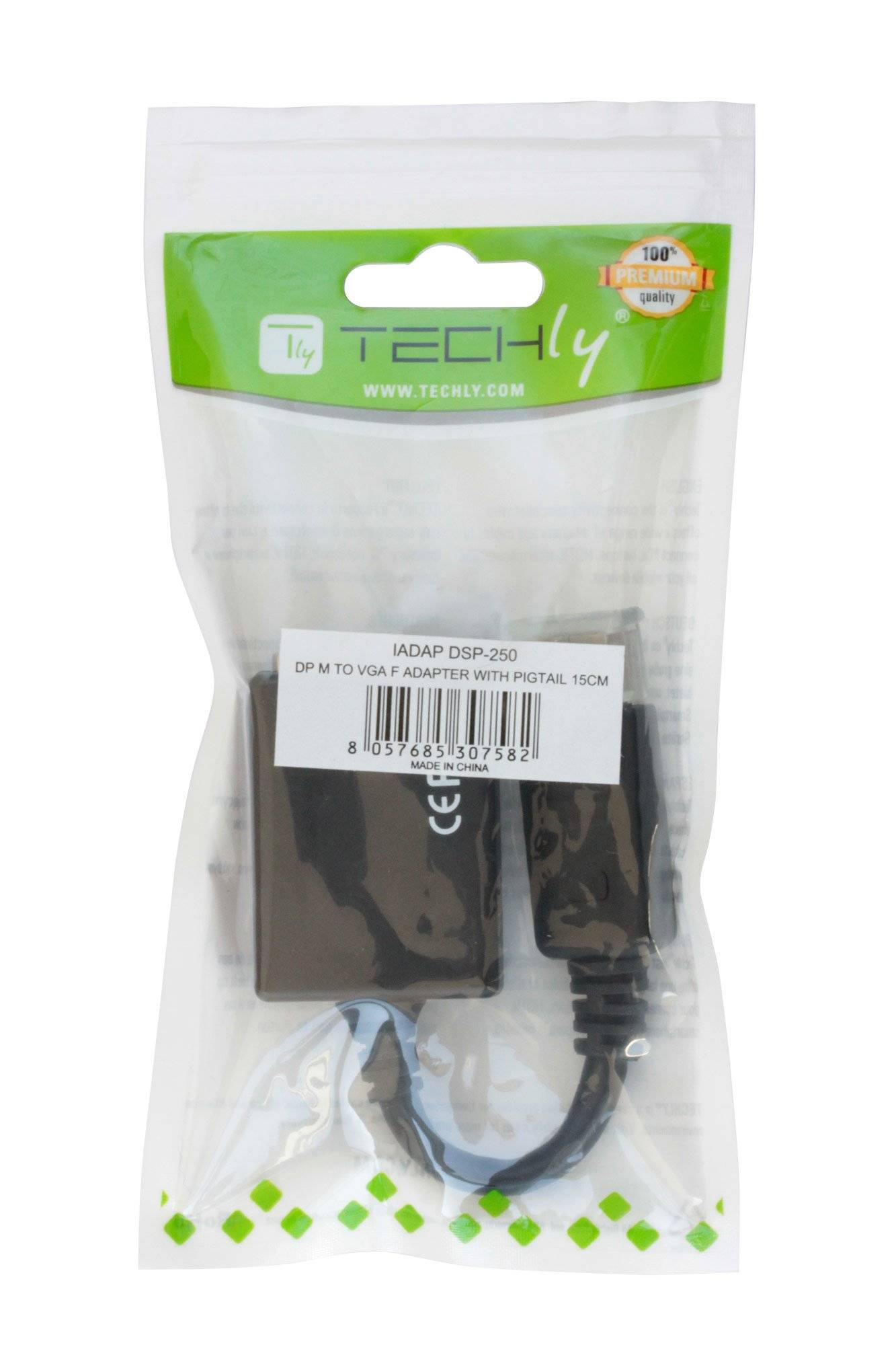 TECHly IADAP-DSP-250 DisplayPort / VGA Adapter [1x DisplayPort Stecker - 1x VGA-Buchse] Schwarz