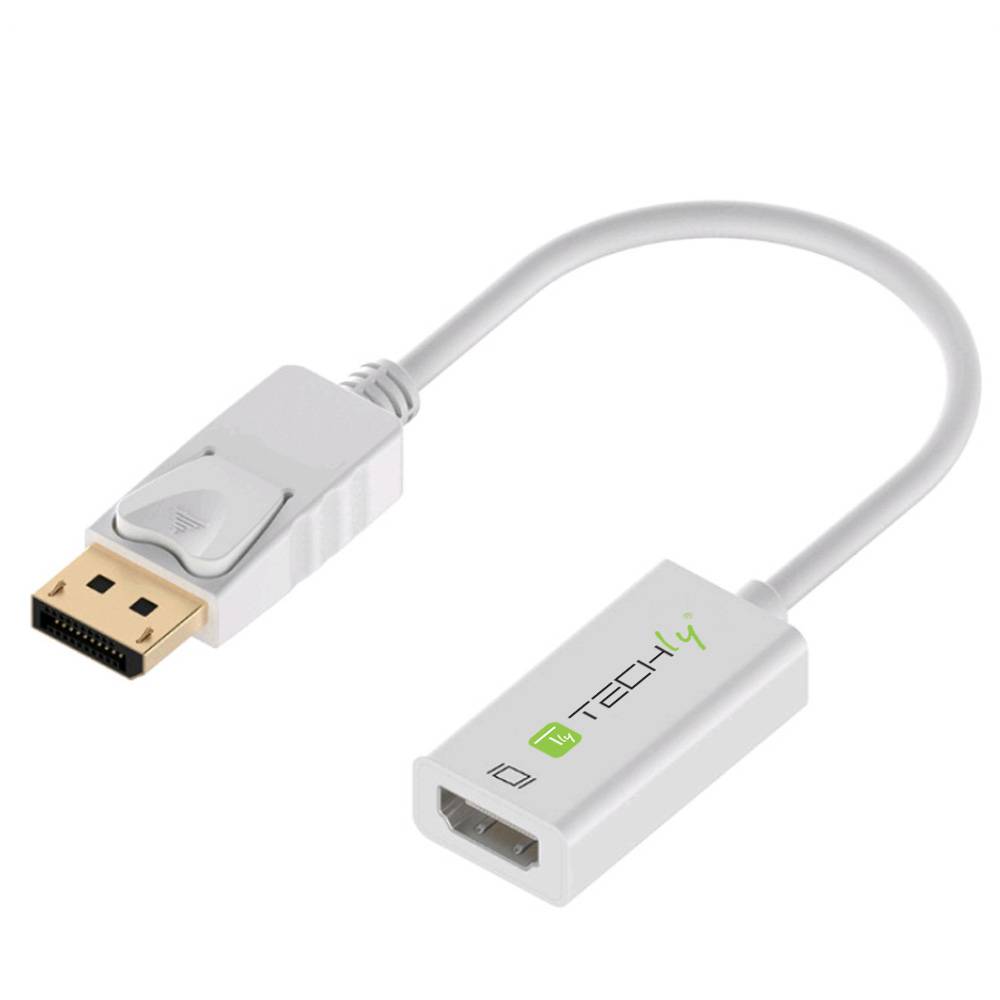 Techly Video- / Audio-Adapter - DisplayPort (M) - bis HDMI (W) - 15 cm - abgesch