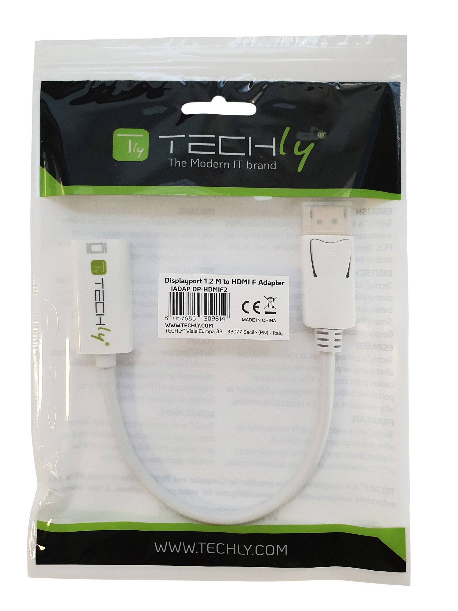 Techly Video- / Audio-Adapter - DisplayPort (M) - bis HDMI (W) - 15 cm - abgesch