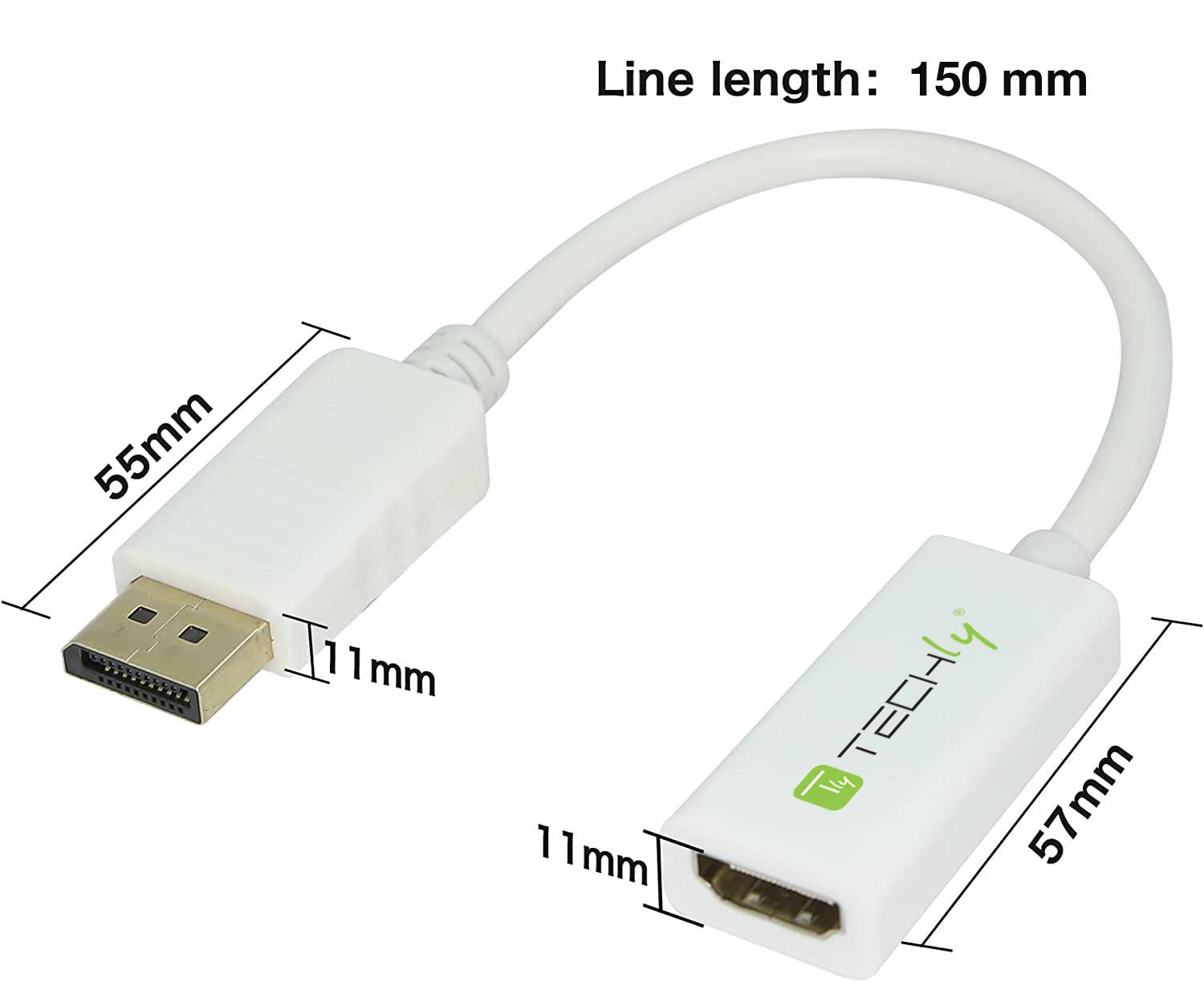 Techly Video- / Audio-Adapter - DisplayPort (M) - bis HDMI (W) - 15 cm - abgesch