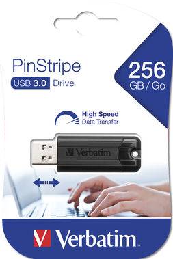 Verbatim Pin Stripe 3.0 USB-Stick 256 GB Schwarz 49320 USB 3.2 Gen 1 (USB 3.0)