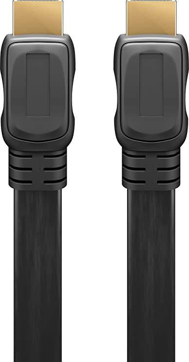 Goobay 31926 HDMI High Speed Flachkabel Ethernet UHD 4K @ 30Hz ARC HDMI Flach Monitorkabel Bildschirmkabel Schwarz 1,5m