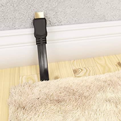 Goobay 31926 HDMI High Speed Flachkabel Ethernet UHD 4K @ 30Hz ARC HDMI Flach Monitorkabel Bildschirmkabel Schwarz 1,5m