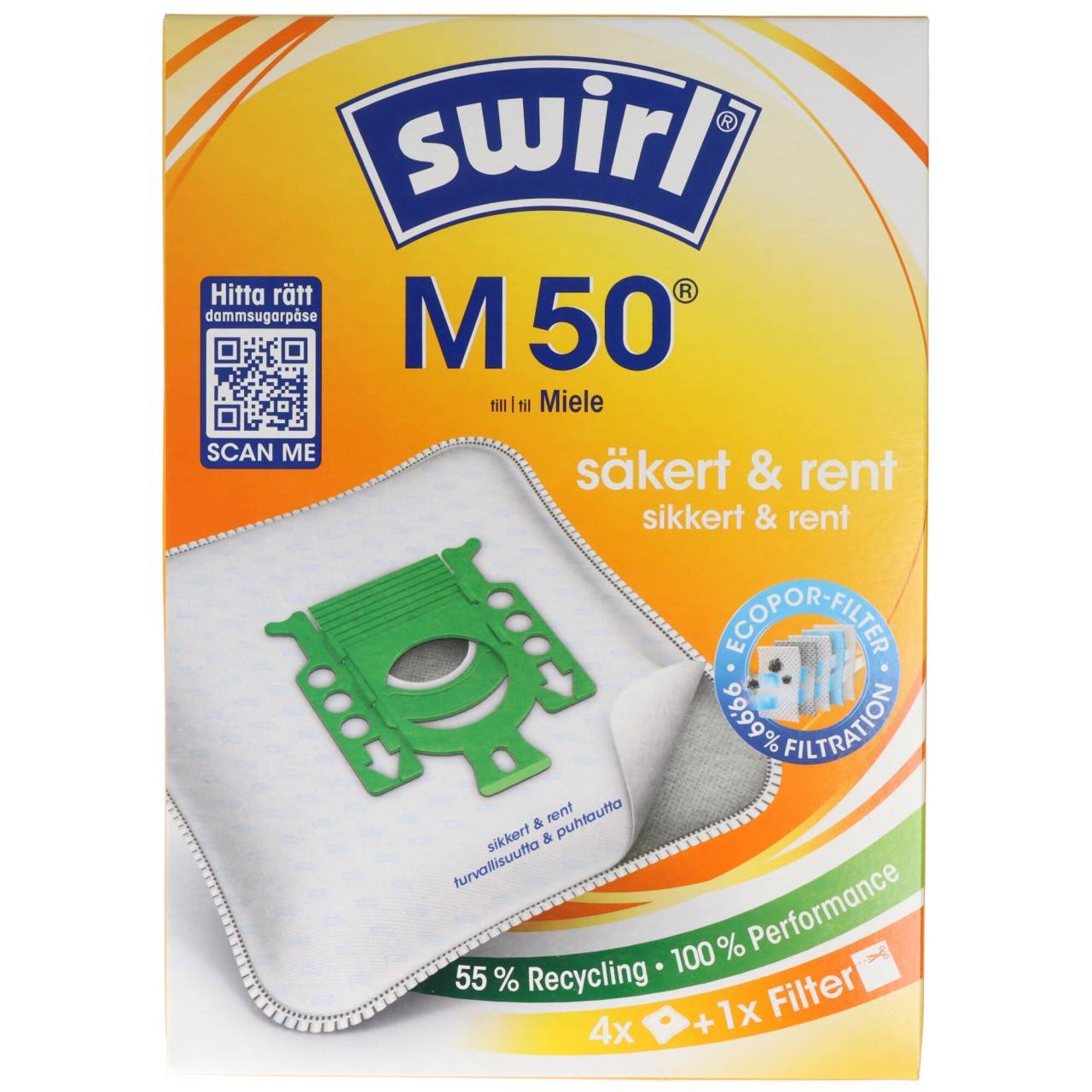 Swirl Staubsaugerbeutel M50, M51, M53 für Miele Staubsauger, EcoPor-Version