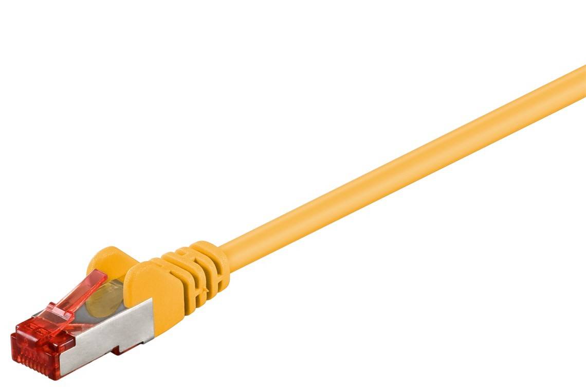 Goobay 92453 CAT 6 Netzwerkkabel RJ45 Stecker Kupferleiter halogenfrei Ethernet LAN Kabel S/FTP Schirmung Gelb 0,15m