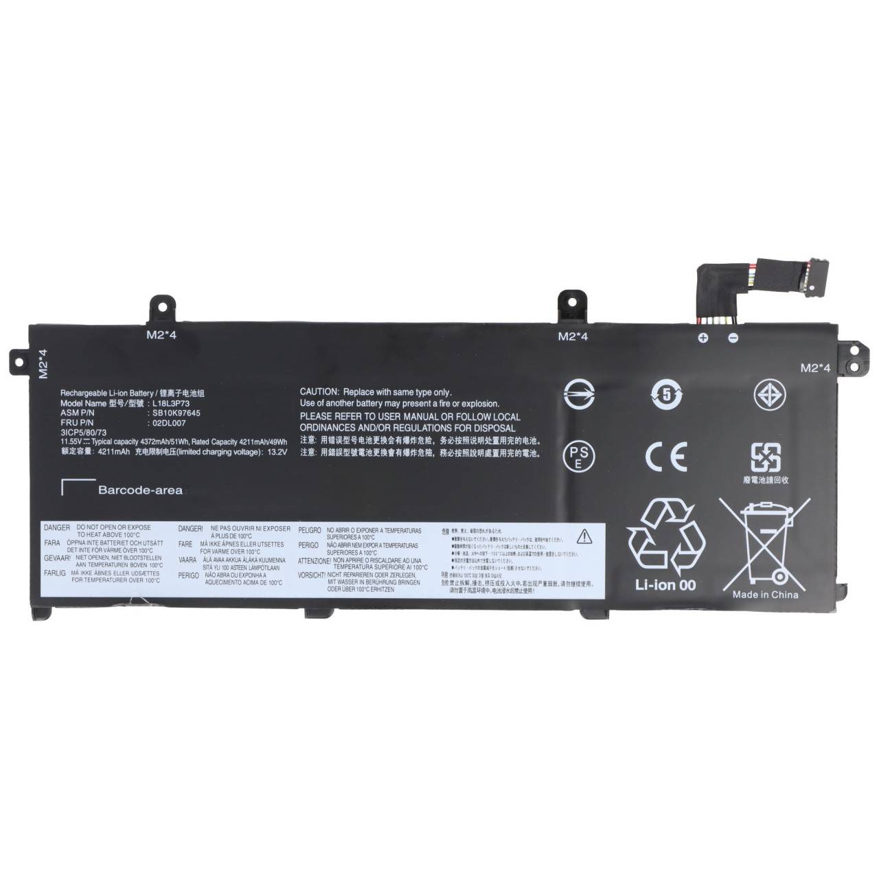 Akku passend für Lenovo ThinkPad T490, Li-Polymer, 11,52V, 4420mAh, 51Wh