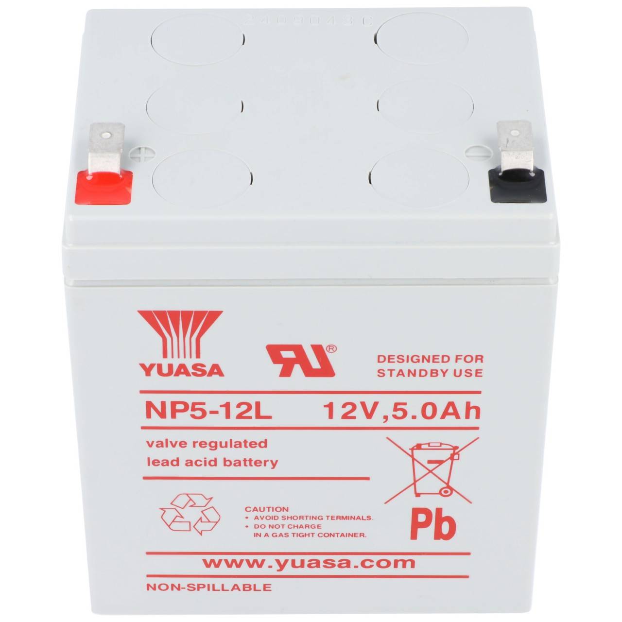 YUASA NP5-12L Akku Blei PB 12Volt 5Ah 90x70x106mm