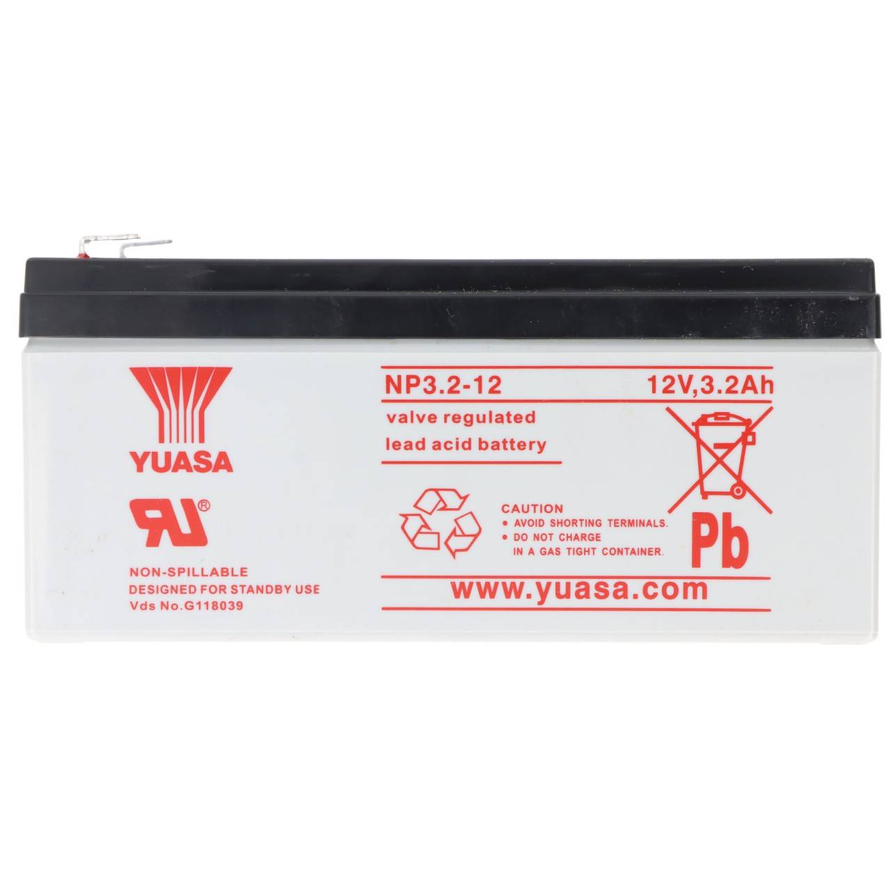 YUASA NP3.2-12 Blei Akku 12 Volt, 3200mAh mit Faston 4,8mm Steckkontakten