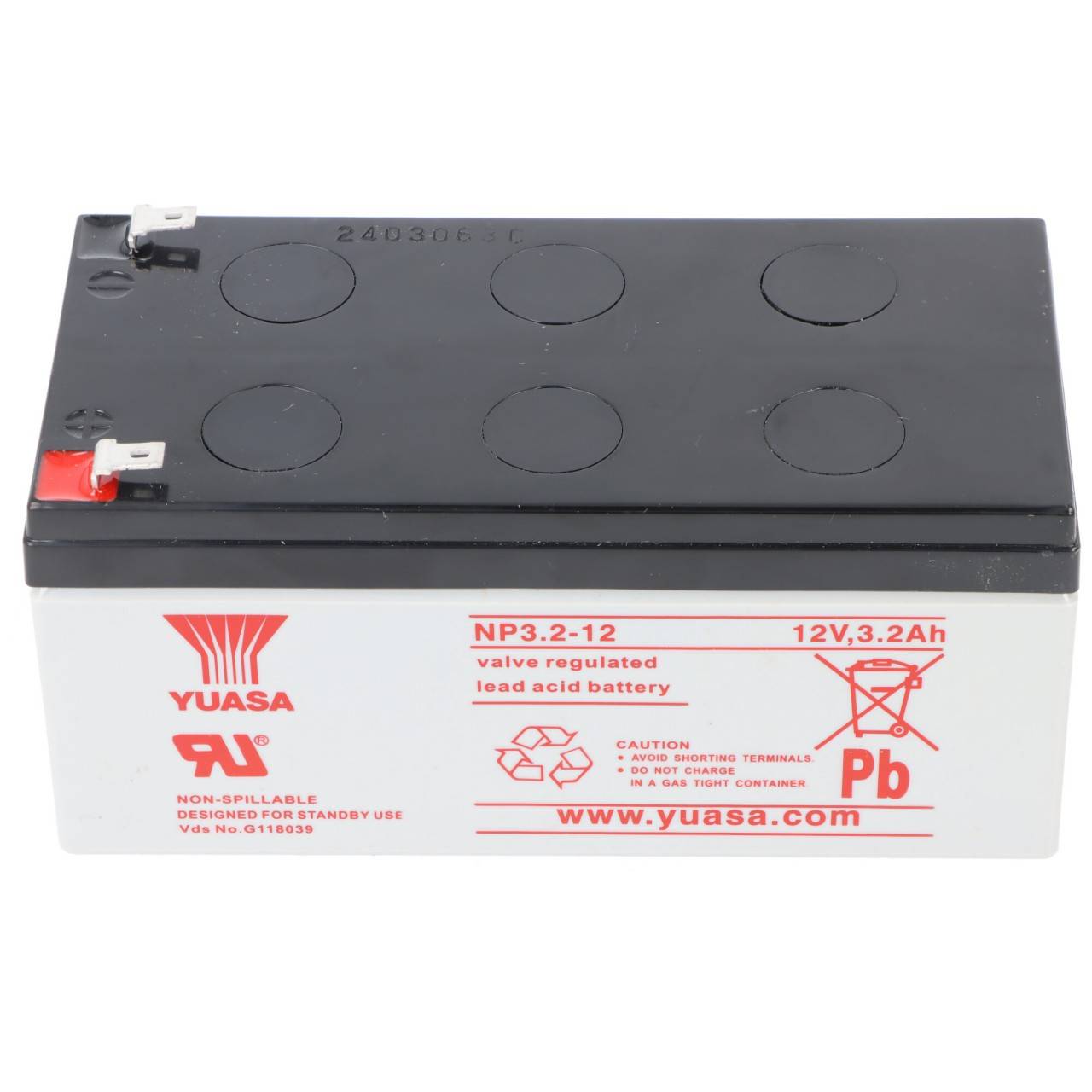 YUASA NP3.2-12 Blei Akku 12 Volt, 3200mAh mit Faston 4,8mm Steckkontakten