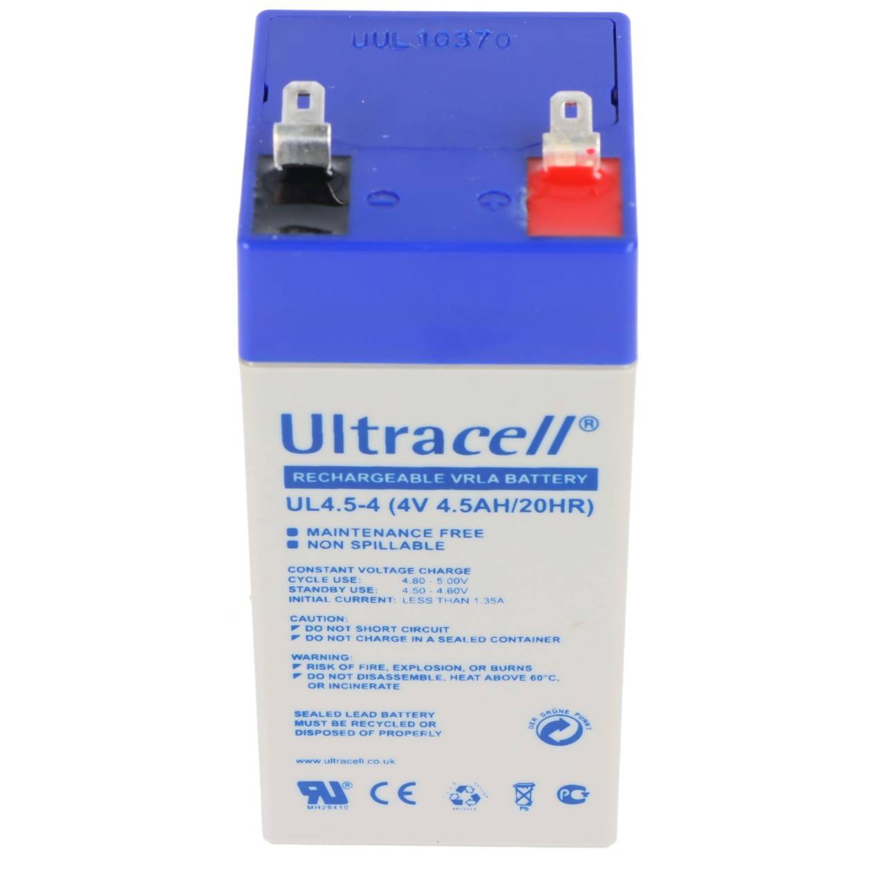 Ultracell Bleiakku 4 V, 4,5Ah (UL4.5-4) - Faston (4,8 mm) Bleiakku