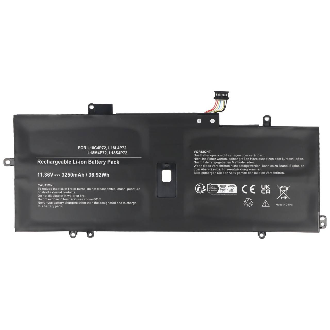 Akku passend für Lenovo ThinkPad X1 Carbon 2019, 02DL005, L18L4P72, 15,36V, 3250mAh