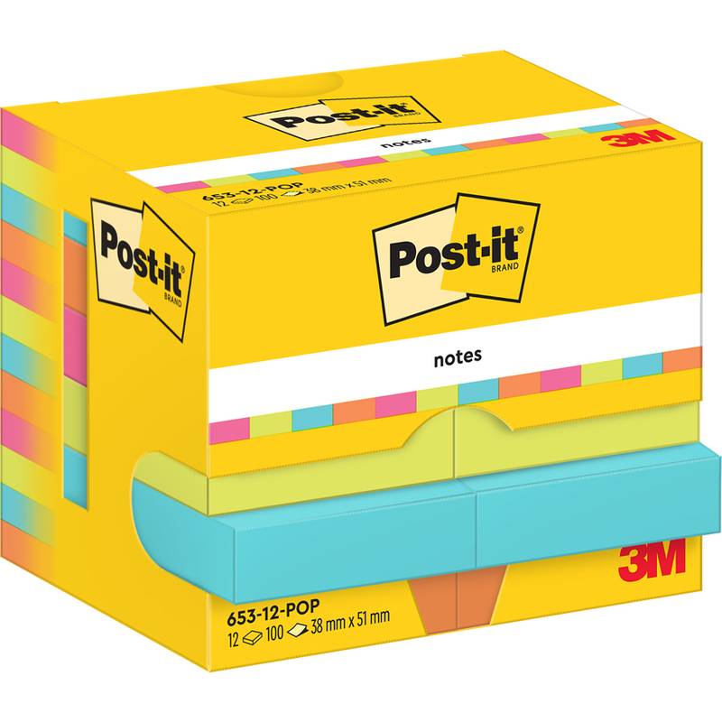 3M Post-it 653-POP - Notizen - 38 x 51 mm - 1200 Blatt (12 x 100)