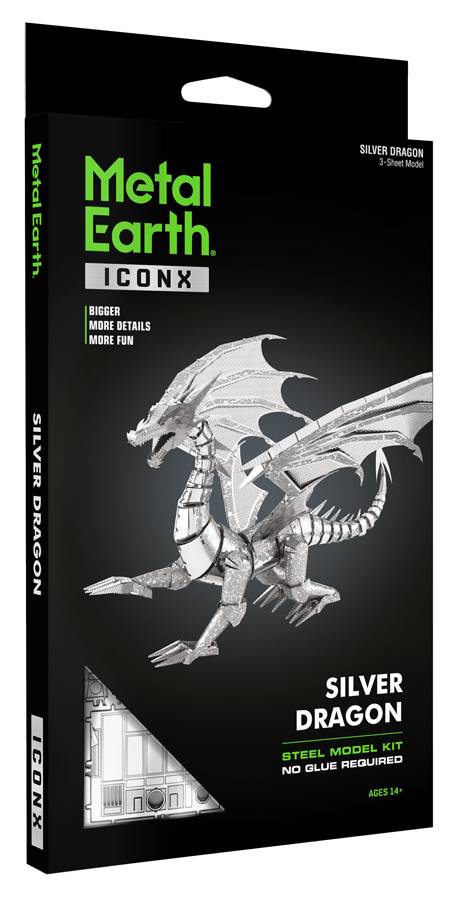 Metal Earth 3D-Bausatz Silber-Drache