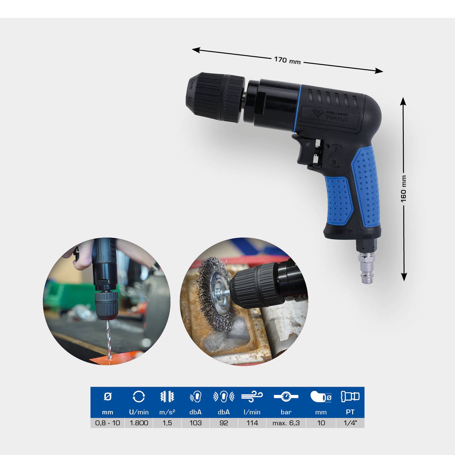 Brilliant Tools BT160704 Druckluft-Bohrmaschine