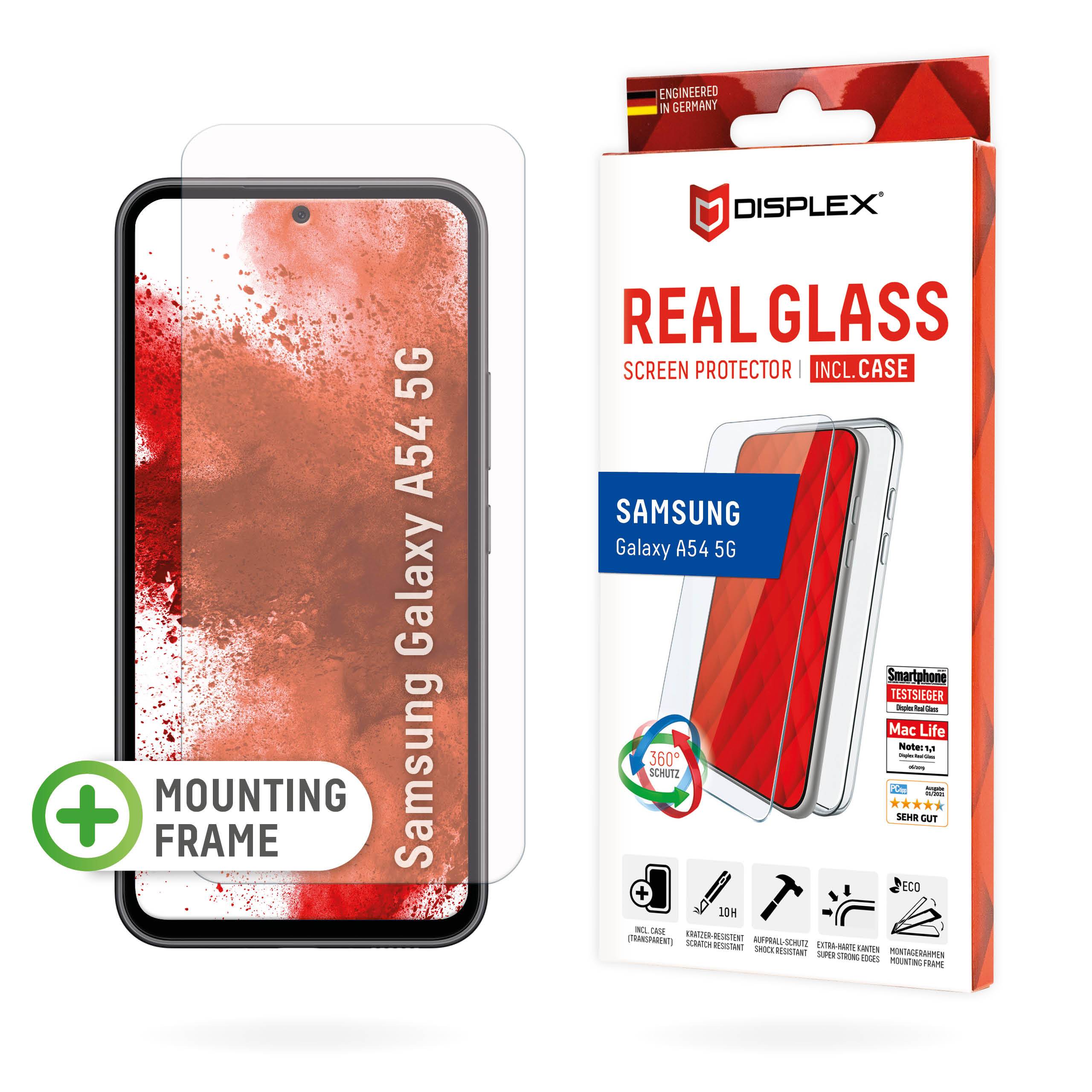 Real Glass, 2D Panzerglas + Handyhülle für Samsung A54 5G