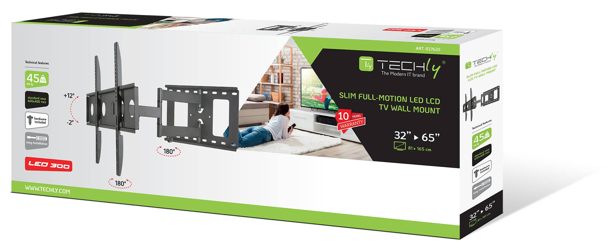 TECHly - Klammer - für LCD-Display - Schwarz - Bildschirmgröße: 81.3-165.1 cm (32"-65")