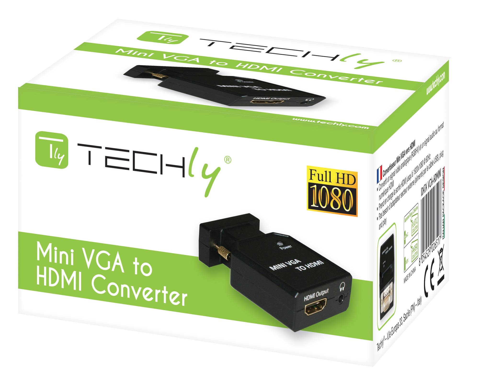 Techly Videoadapter - HD-15 (VGA), Mini-Stecker, Micro-USB Typ B zu HDMI weiblic