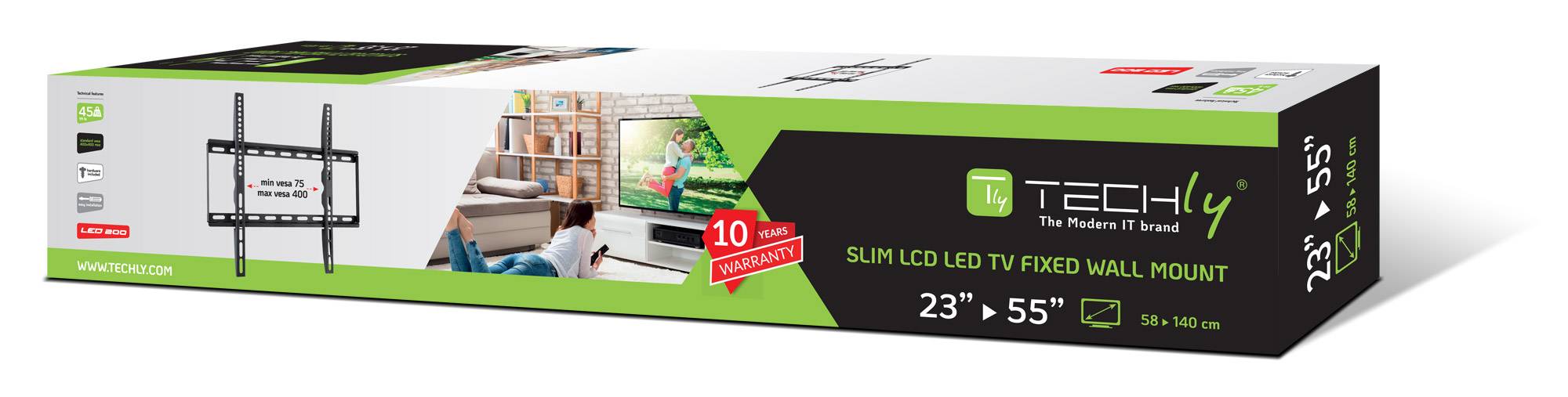 TECHly ICA-PLB-162M TV-Wandhalterung Integrierte Wasserwaage 58,4 cm (23") - 139,7 cm (55") Starr