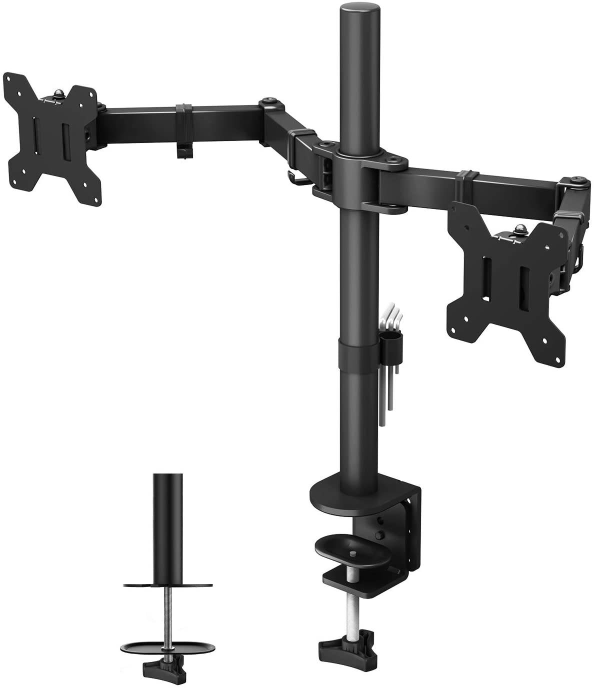 TECHly - Aufstellung - für 2 LCD-Displays - Schwarz - Bildschirmgröße: 33-68.6 cm (13"-27")