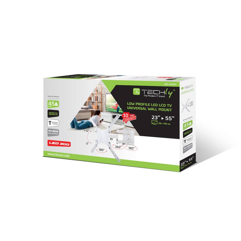 TECHly - Klammer für LCD TV (Ultra-dünn) - weiß - Bildschirmgröße: 58.4-139.7 cm (23"-55")