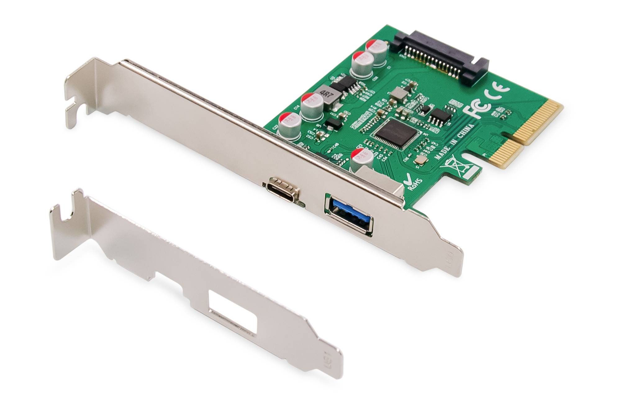 Digitus DS-30225 2 Port USB 3.2 Gen 2 Controllerkarte USB-A, USB-C®, USB 3.2 Gen 2, USB, USB 2.0, USB 3.2 Gen 1 (USB 3.0), USB 3.2 Gen 2 (USB 3.1)