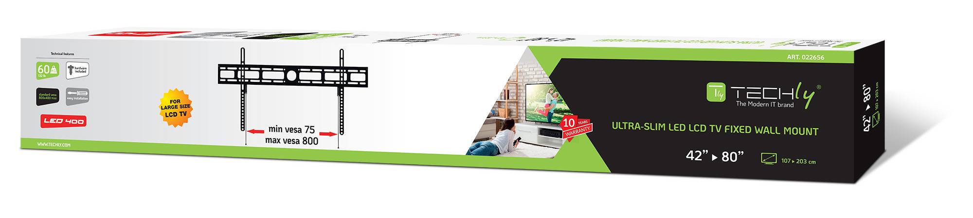 Wandhalterung für LCD TV LED 42 - 80 -- Slim fixed H400mm Multimedia TV